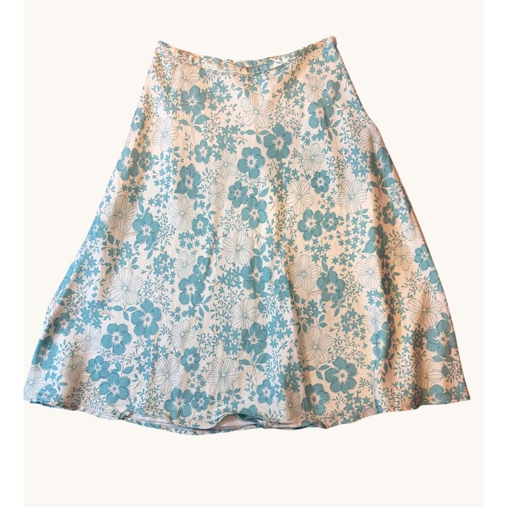 Vintage KATE HILL 90s Y2K 100% Silk Slip Skirt Size 6P Low Rise Midi Floral